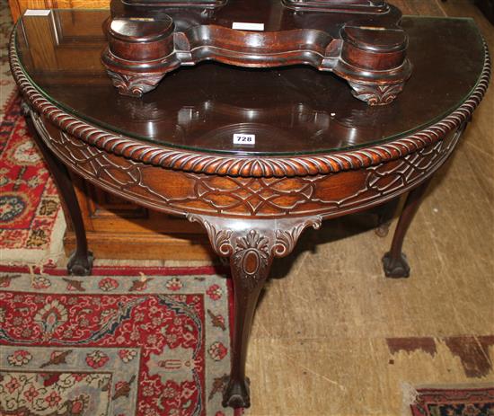 Chippendale revival mahogany demi lune table